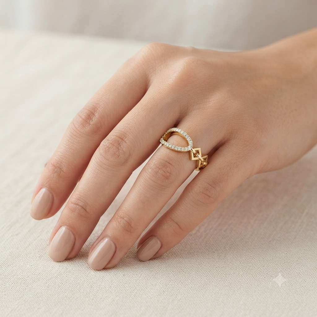Aurora Link Teardrop Diamond Ring