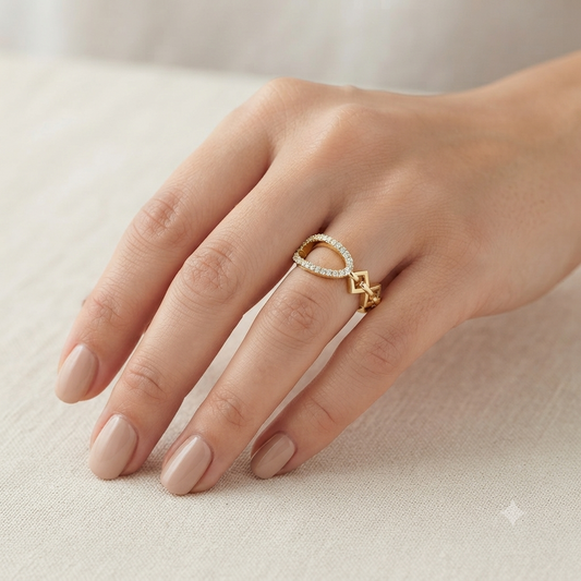 Aurora Link Teardrop Diamond Ring