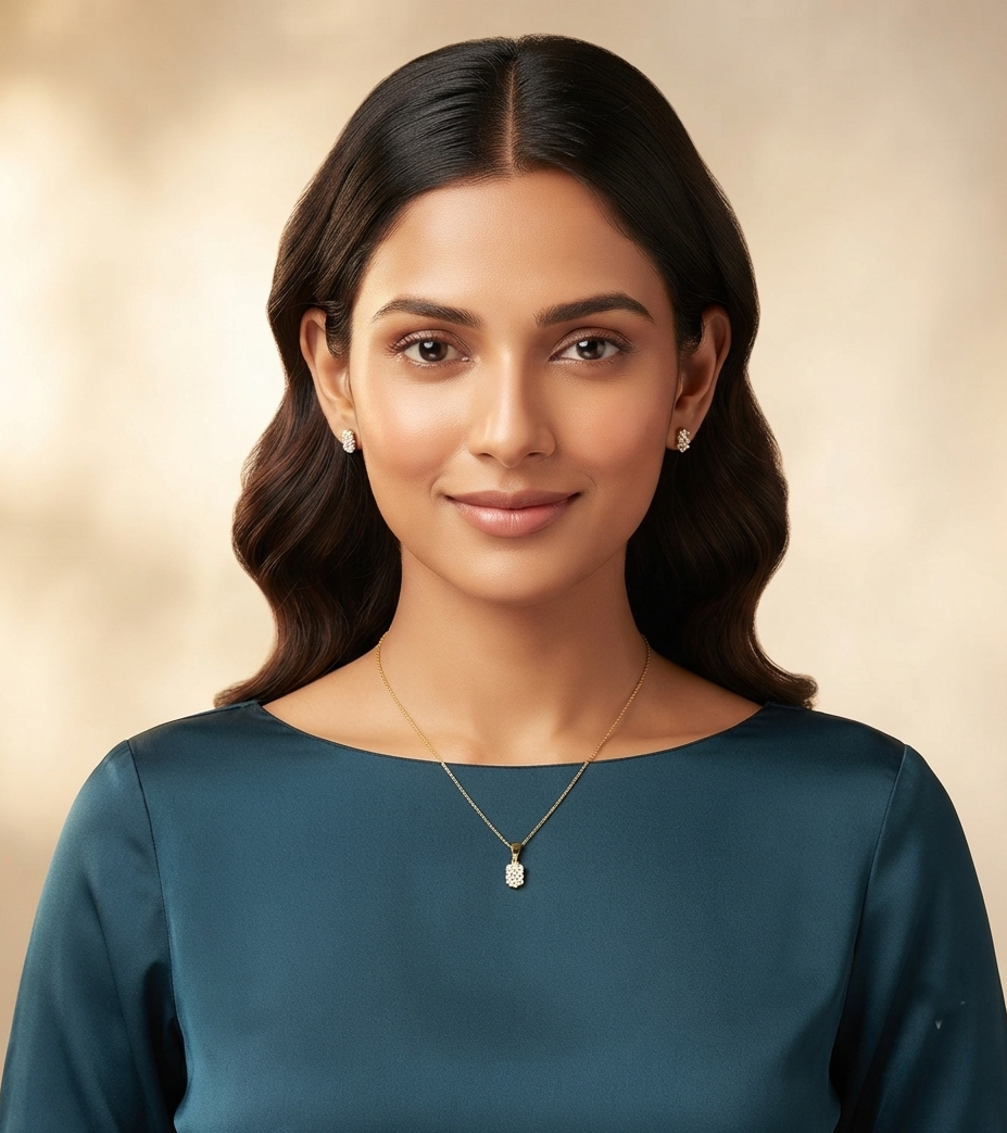 Ten Diamond Pave Pendant Set