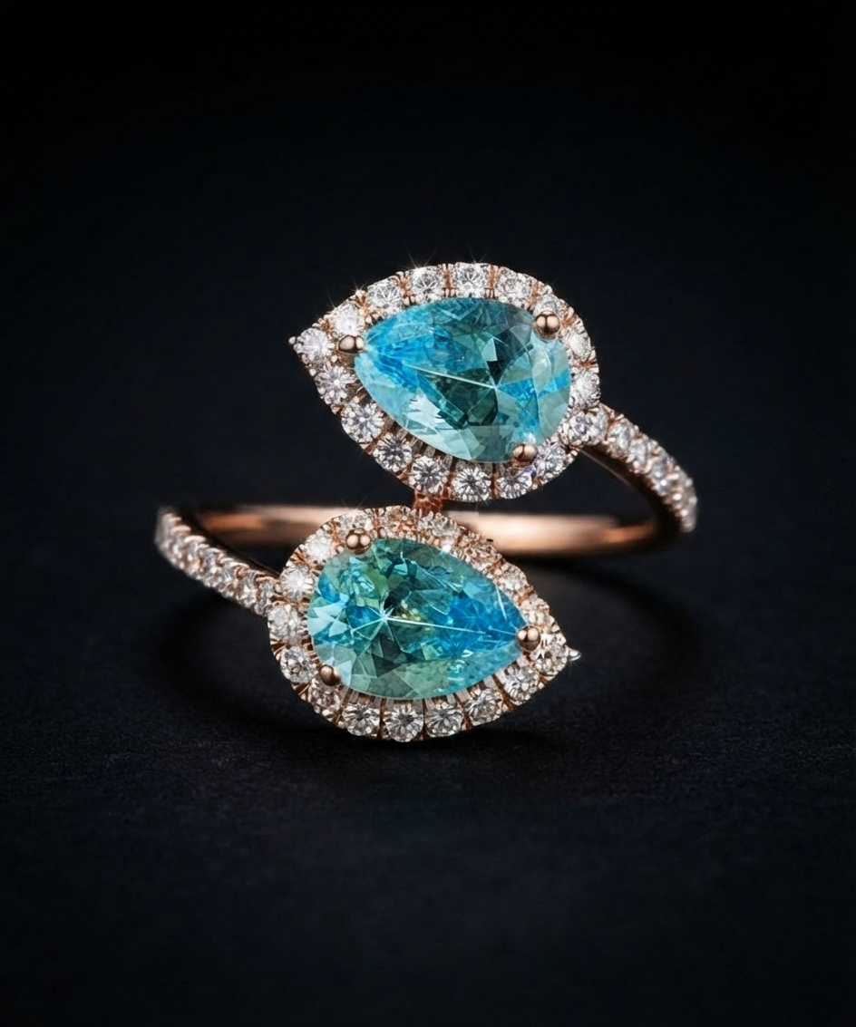 Aquamarine Harmony Diamond Ring