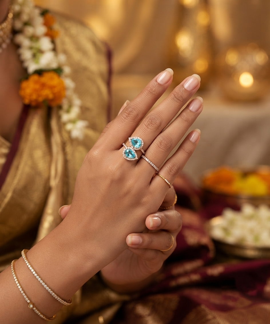 Aquamarine Harmony Diamond Ring