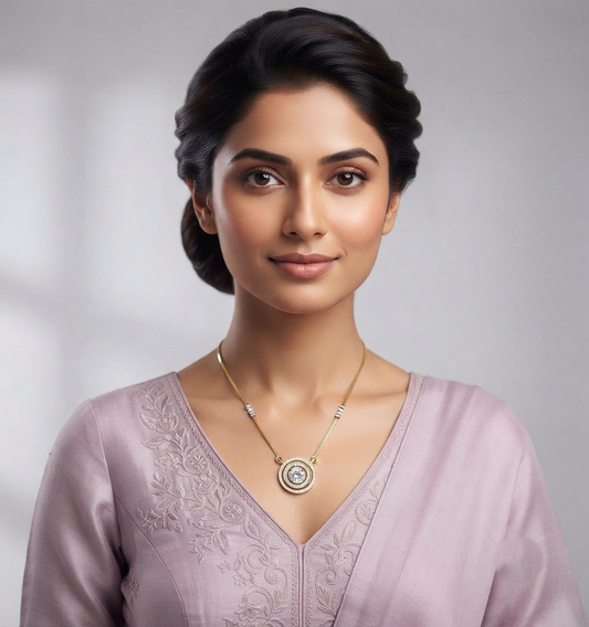 Round double halo pendant chain
