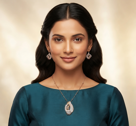 Signature Diamond Pendant Earring Set