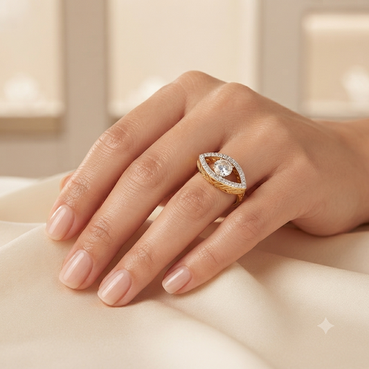 Solitaire Shimmering Eye Ring
