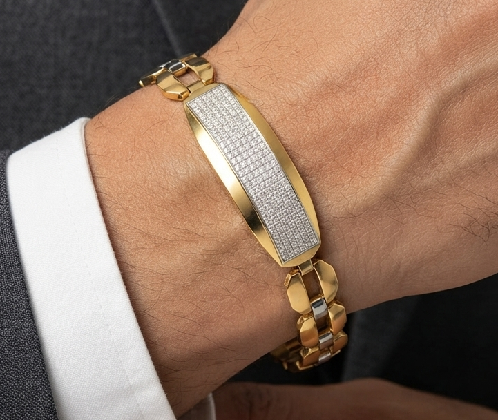 Two Tone Diamond Bracelet for Men