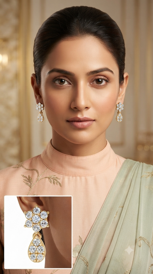 Diamond Bloom Tear Studs