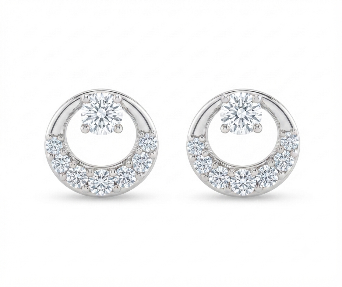 Tiny Moonbeam Diamond Studs