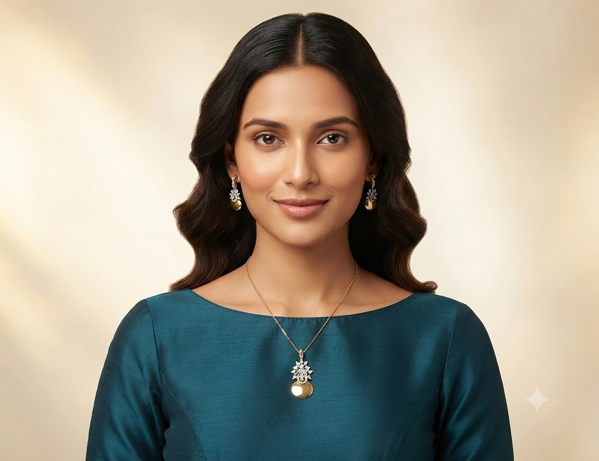 Frozen Sparkle Diamond Pendant Earring Set