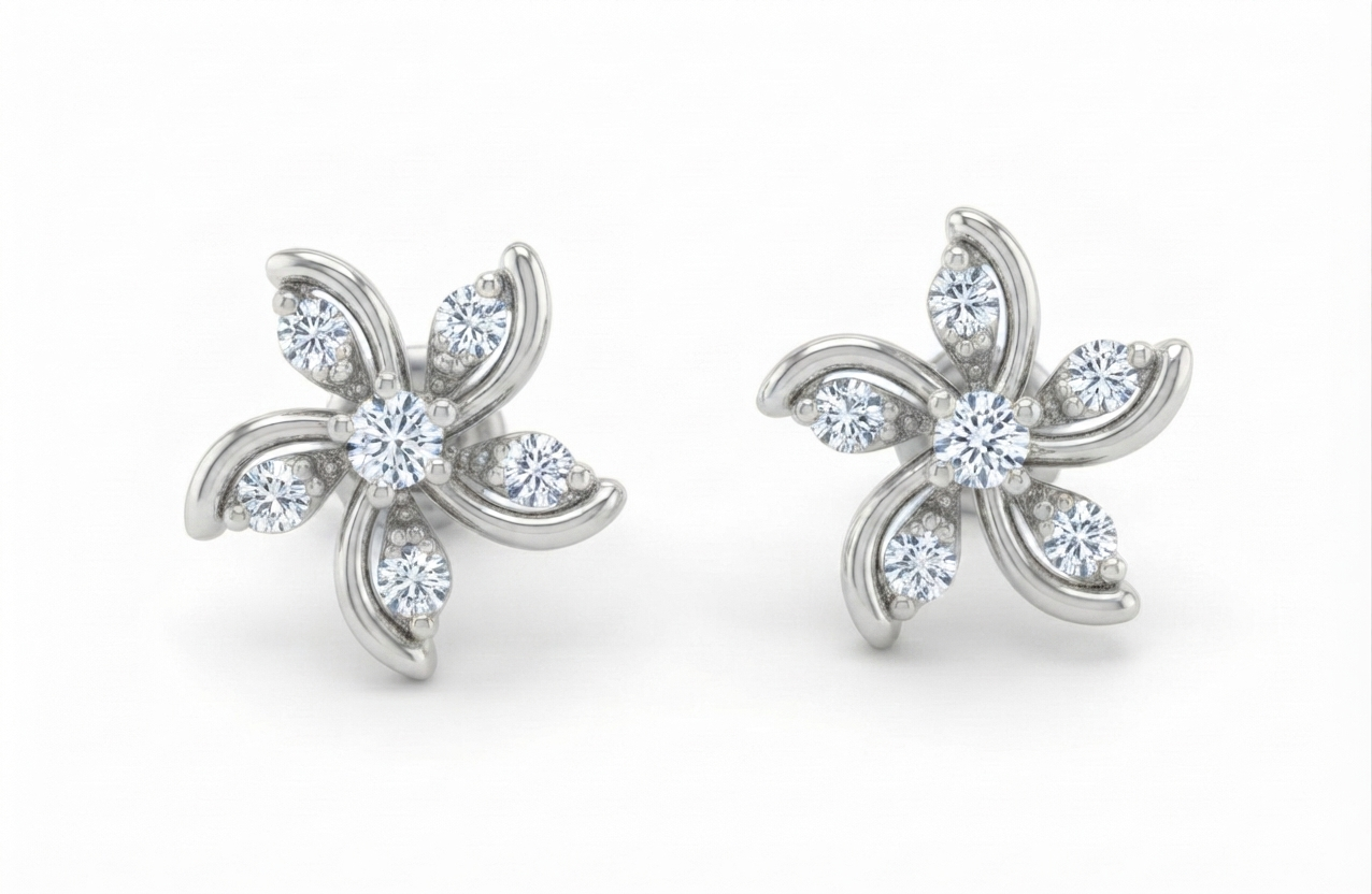 Pixie Flower Diamond Stud