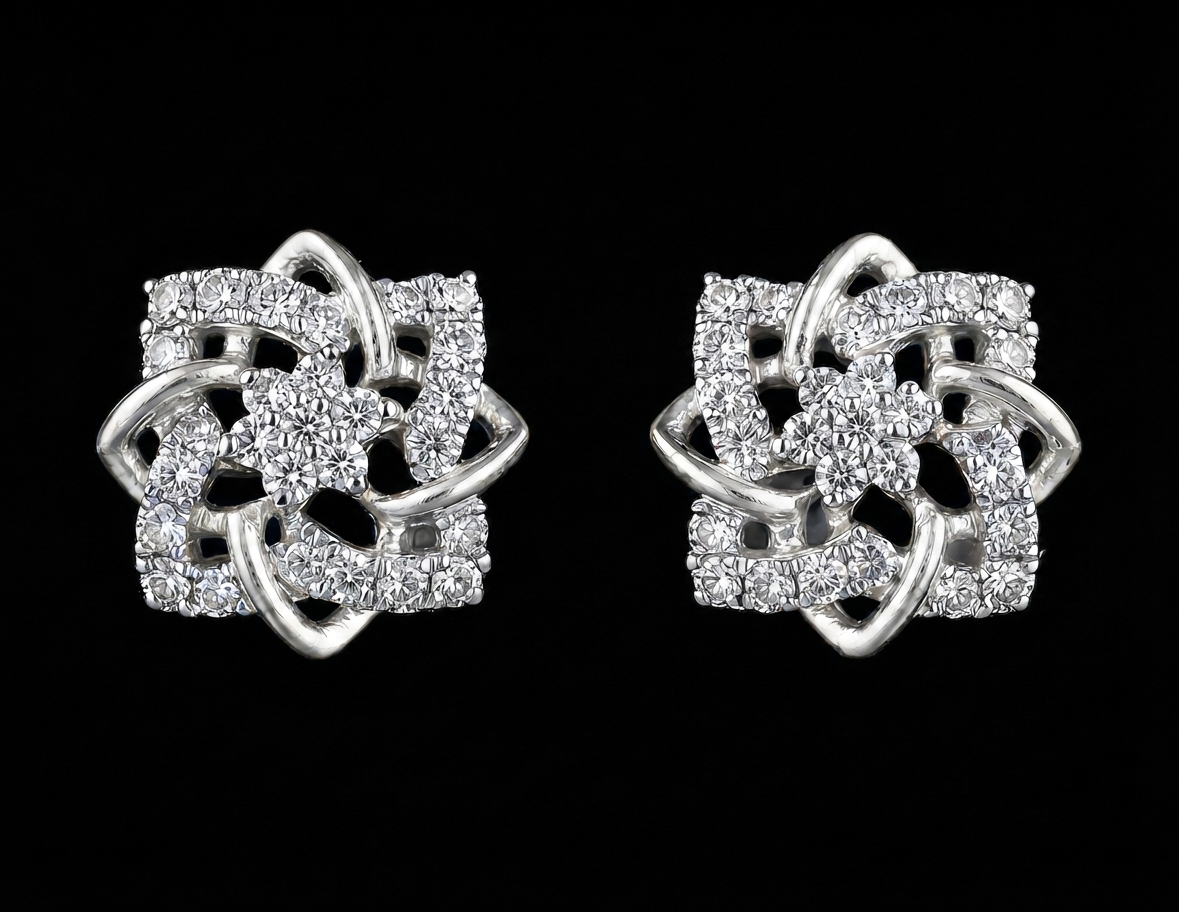Square Knot Diamond Studs
