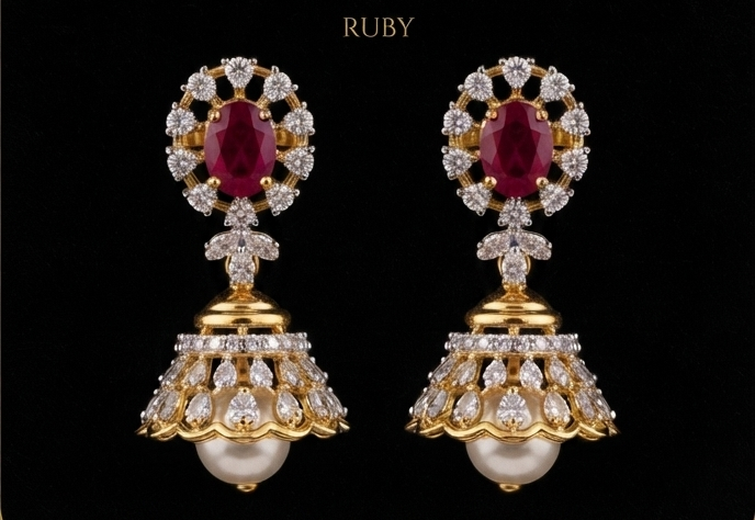 Regal Bloom Diamond Jhumka