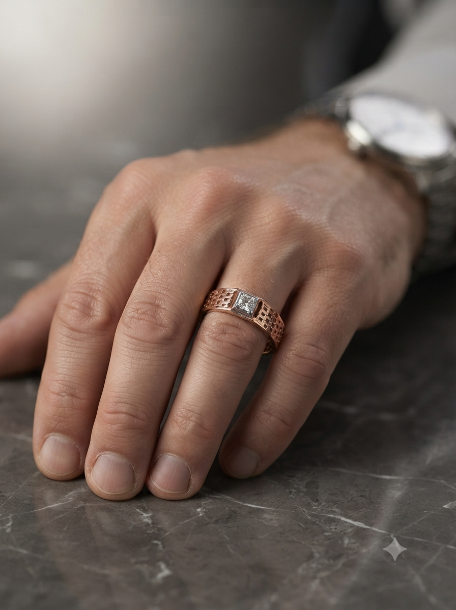 Bold Textured Square Diamond Ring
