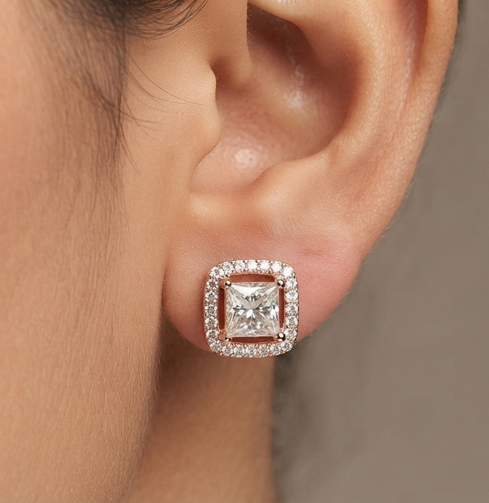 Princess Halo Diamond Earring