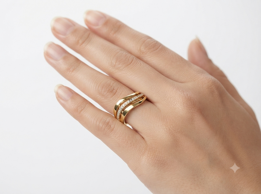 Three Line Diamond Band Ring