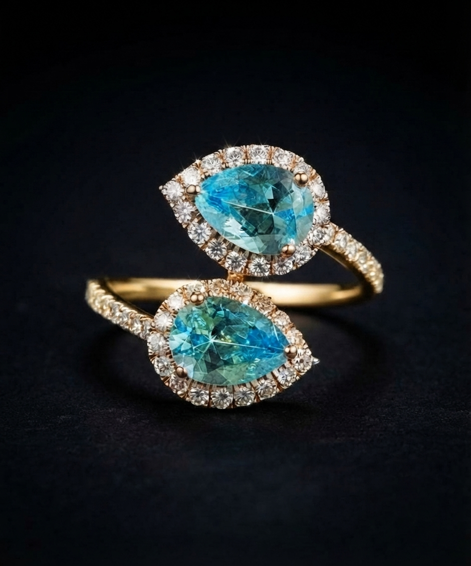 Aquamarine Harmony Diamond Ring
