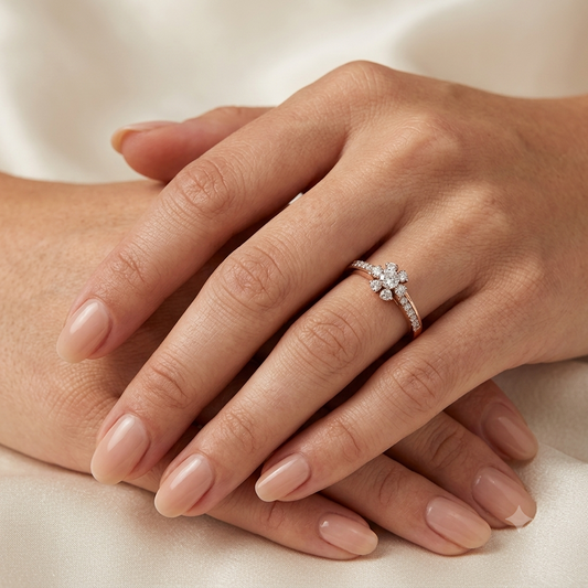 Floral constellation diamond ring