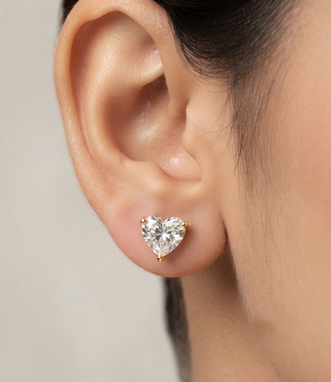 Heart Shape Solitaire Studs