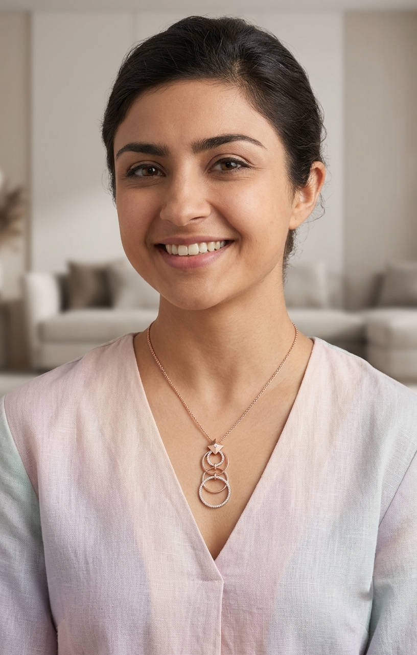 Stylish Open Circle Diamond Pendant