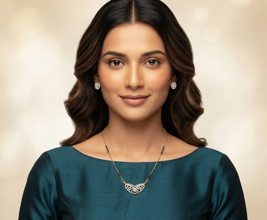 Crescent Diamond Pendant Earring Set