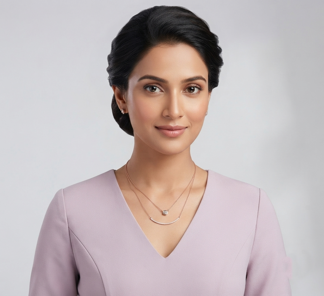 Two line diamond pendant chain