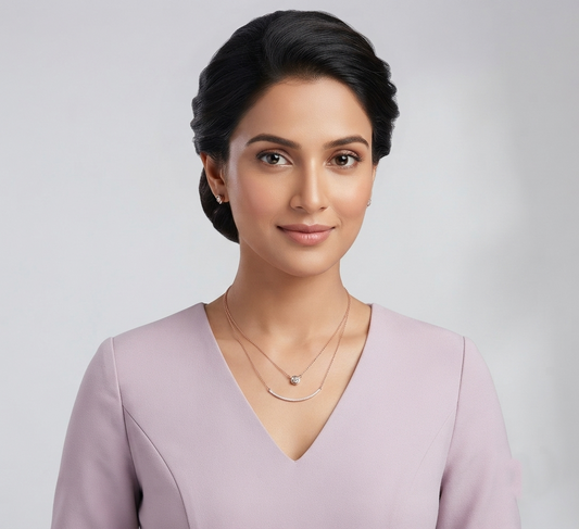 Two line diamond pendant chain