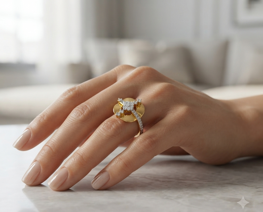 Petal Motif Gold Cocktail Ring