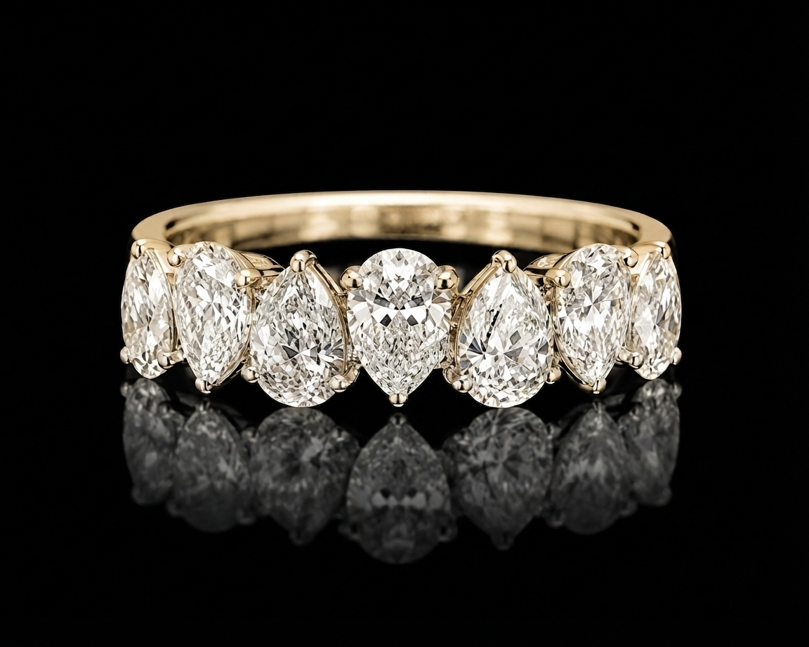 Pear Shape Solitaire Band RIng