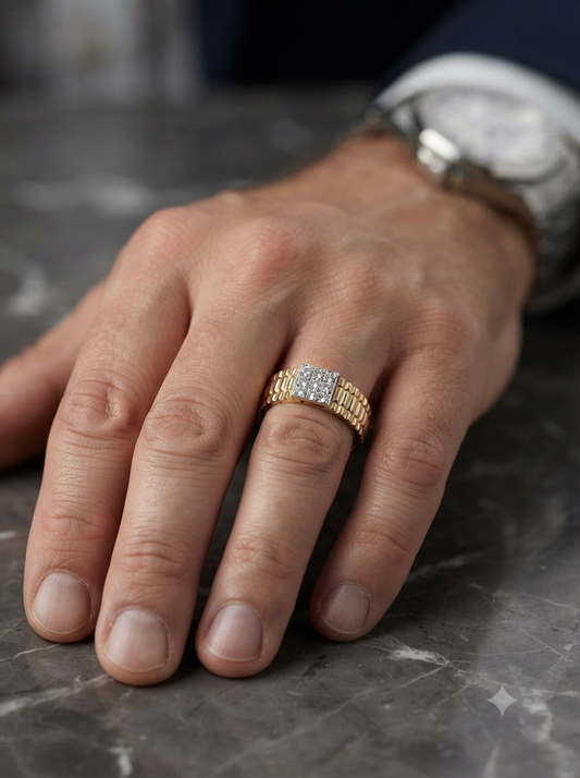 Bold Square Cluster Ring