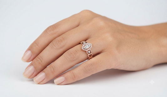 Heart Weave Oval Sparkle Diamond Ring
