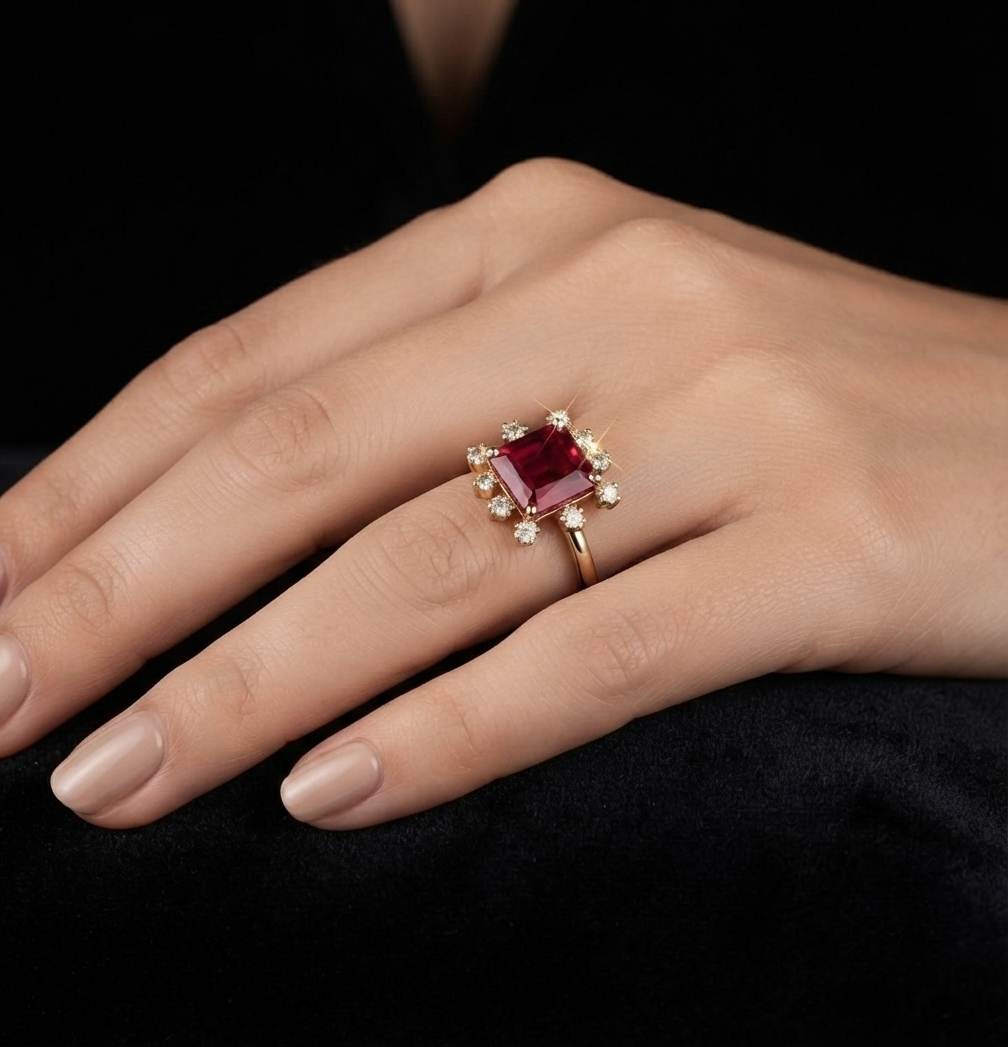 Maharani Halo Ruby Ring