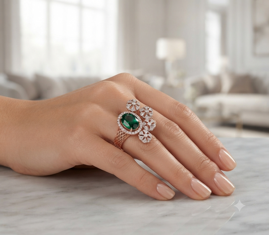 Emerald Blossom Regal Ring