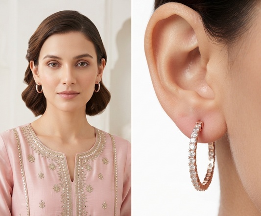 Gleaming Sparkle Diamond Hoop Earrings