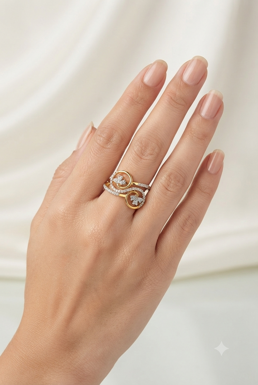 Corded Clover Diamond Ring