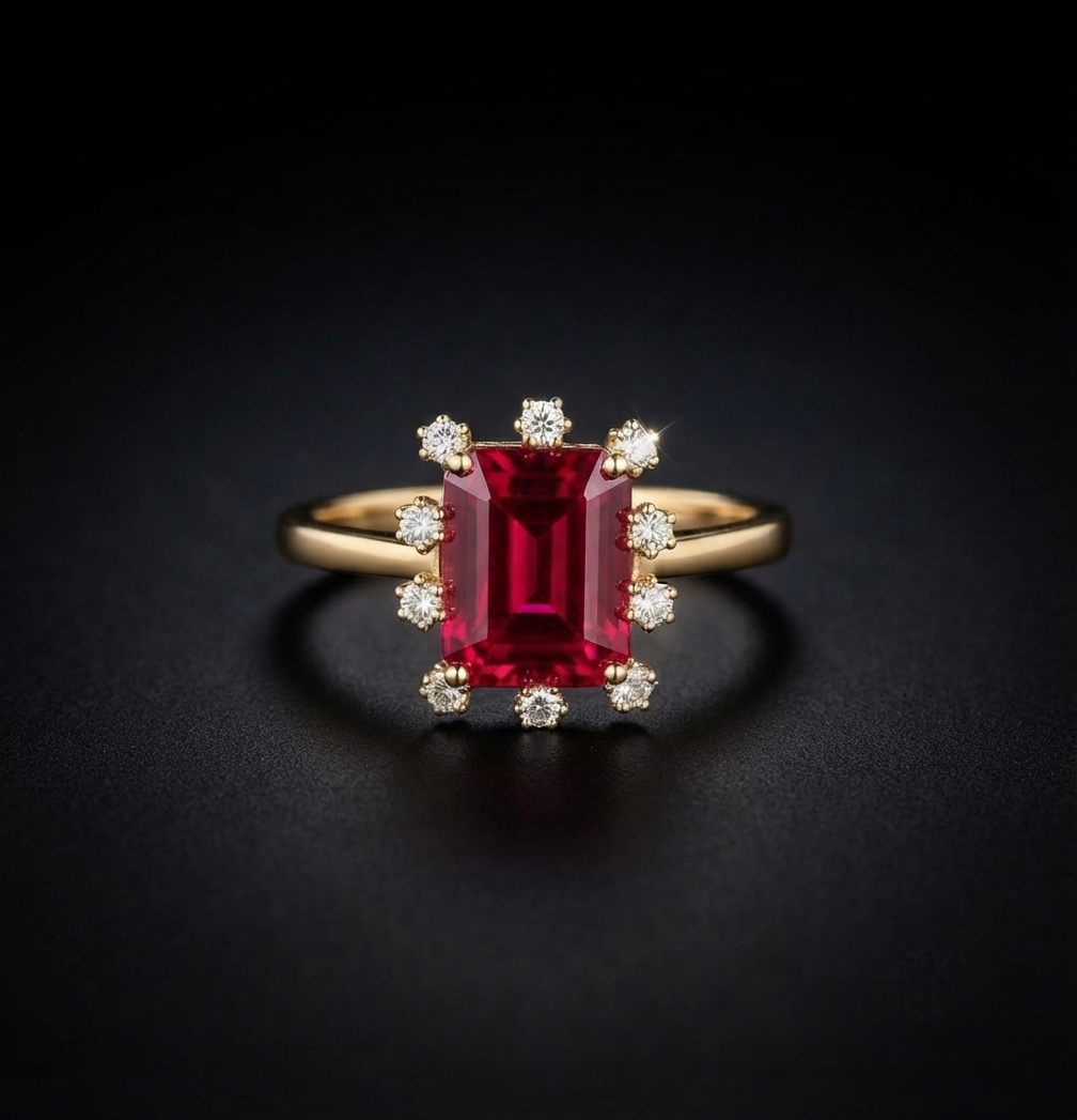Maharani Halo Ruby Ring