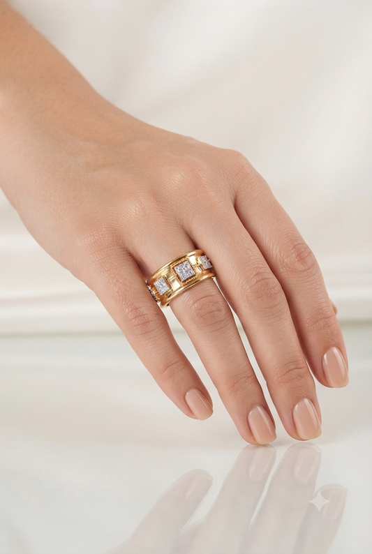 Square Diamond Statement Ring