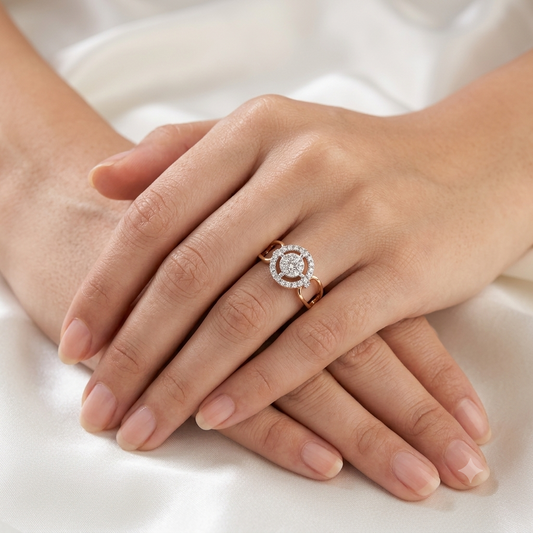 Jewelled halo diamond ring