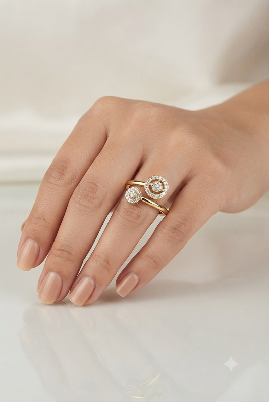 Modern Double Disc Diamond Ring