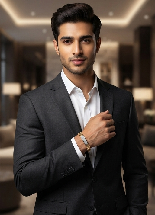 Fancy Round Diamond Kada For Men