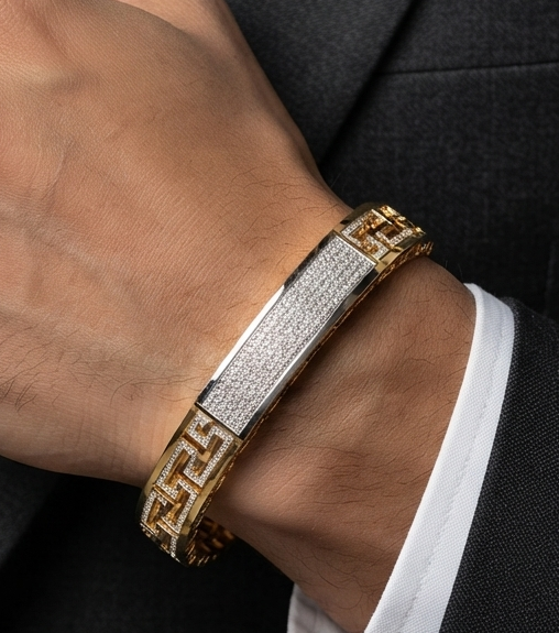 Fancy Round Diamond Kada For Men