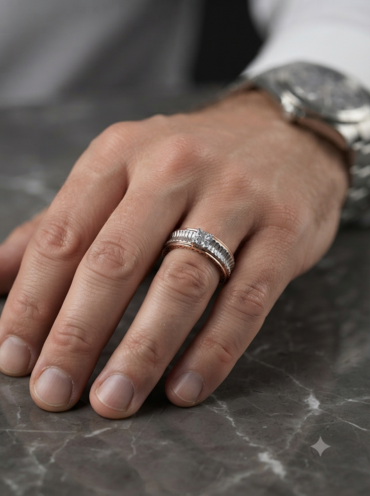Diamond Band with Textured Detail