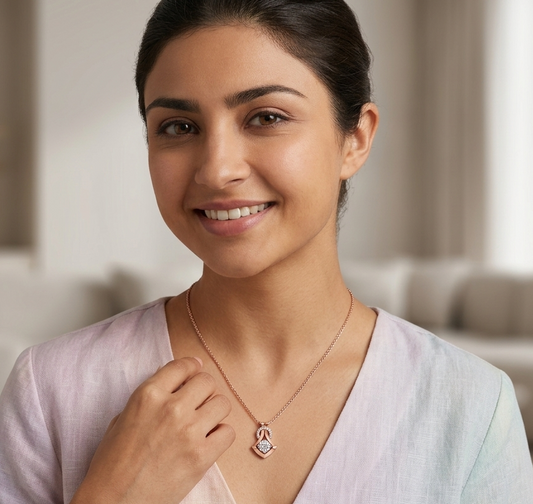Bold Curve Frame Diamond Pendant
