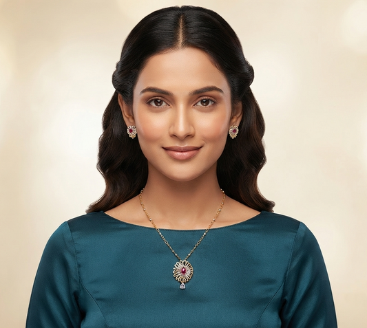 Celestial Diamond Pendant Earring Set