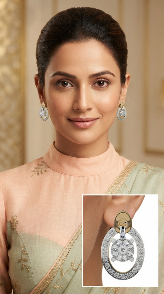 Radiant Circle Halo Drop Earrings
