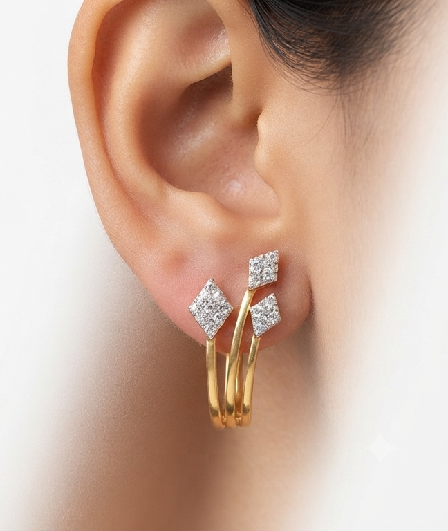 Regal Rise Geometric Diamond Earrings
