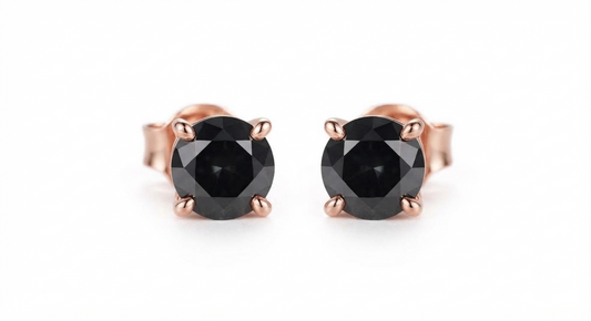 1ct Black Diamond Solitaire Stud