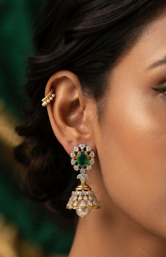 Regal Bloom Diamond Jhumka