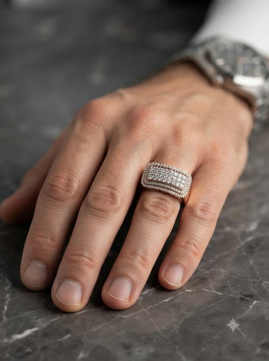 Modern Pave Set Diamond Ring