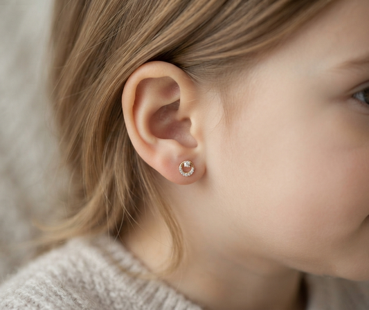 Tiny Moonbeam Diamond Studs