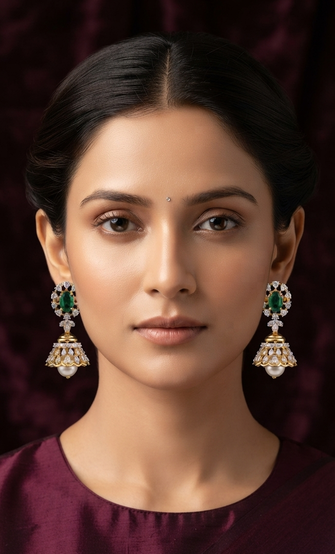 Regal Bloom Diamond Jhumka