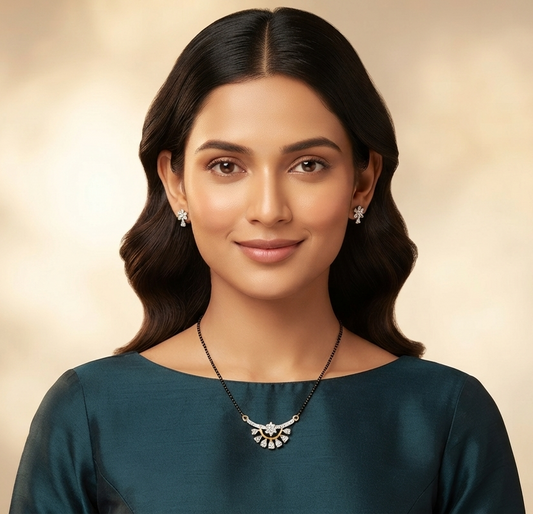 Floral Diamond Mangalsutra Pendant